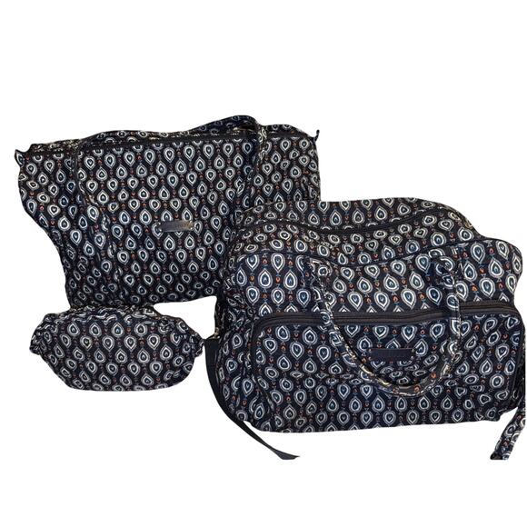 Vera Bradley Duffel Travel Bag Luggage Retried Pattern XL 3 Piece Set - Picture 1 of 7